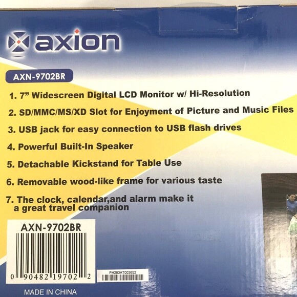Digital Picture Frame Axion AXN-9702 7" Widescreen LCD Clock Calendar MP3 Alarm - Picture 3 of 7